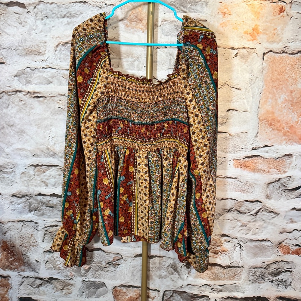 Haptics - Square Neck Babydoll Top - Multi - 1x - NWT